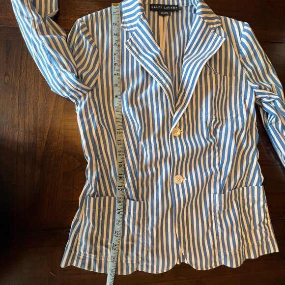 VINTAGE Ralph Lauren 100% Cotton Blue& White Blazer, Size 8 - Picture 8 of 8